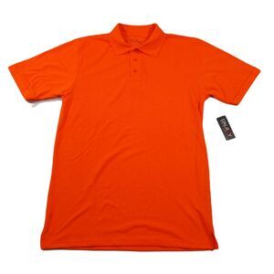Galaxy by Harvic Pique Polo Shirt Mens Medium‎ Orange Short Sleeve